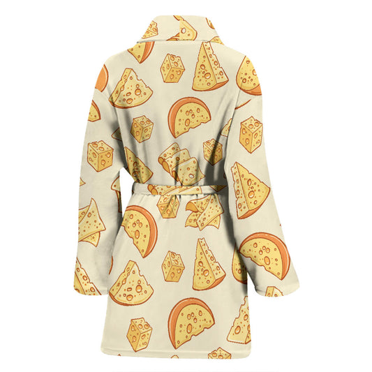 Cheese Pattern Print Design 01 Women Bathrobe