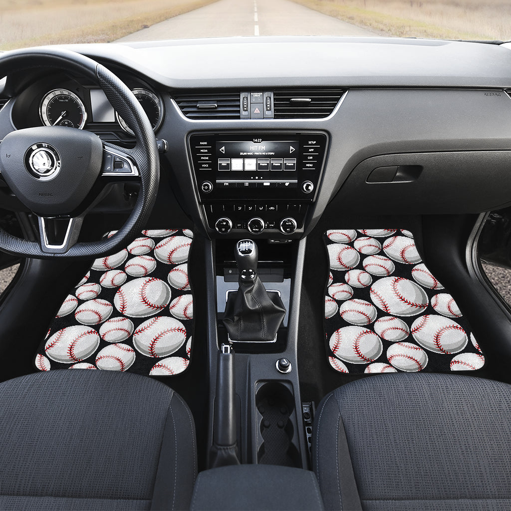 Baseball Black Background Car Floor Mats Front Back