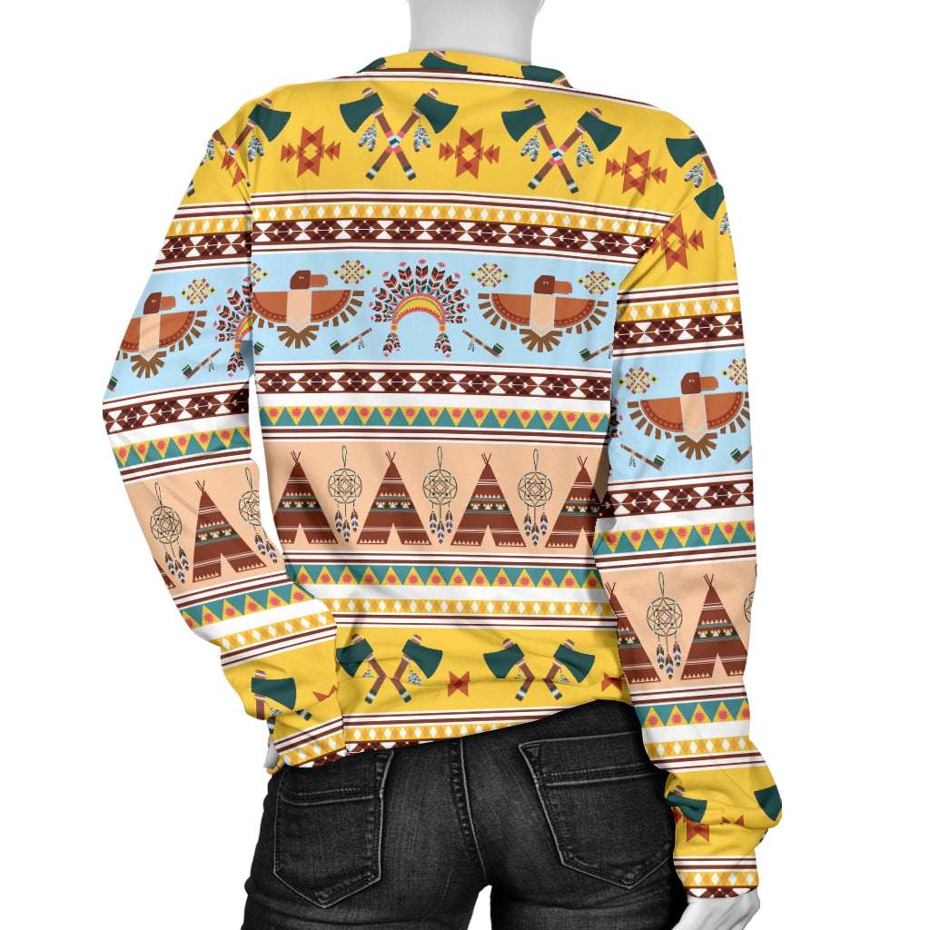 Native American Pattern Design Print Women Long Sleeve Sweatshirt