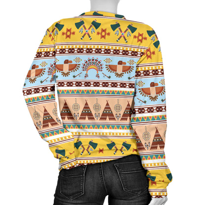 Native American Pattern Design Print Women Long Sleeve Sweatshirt