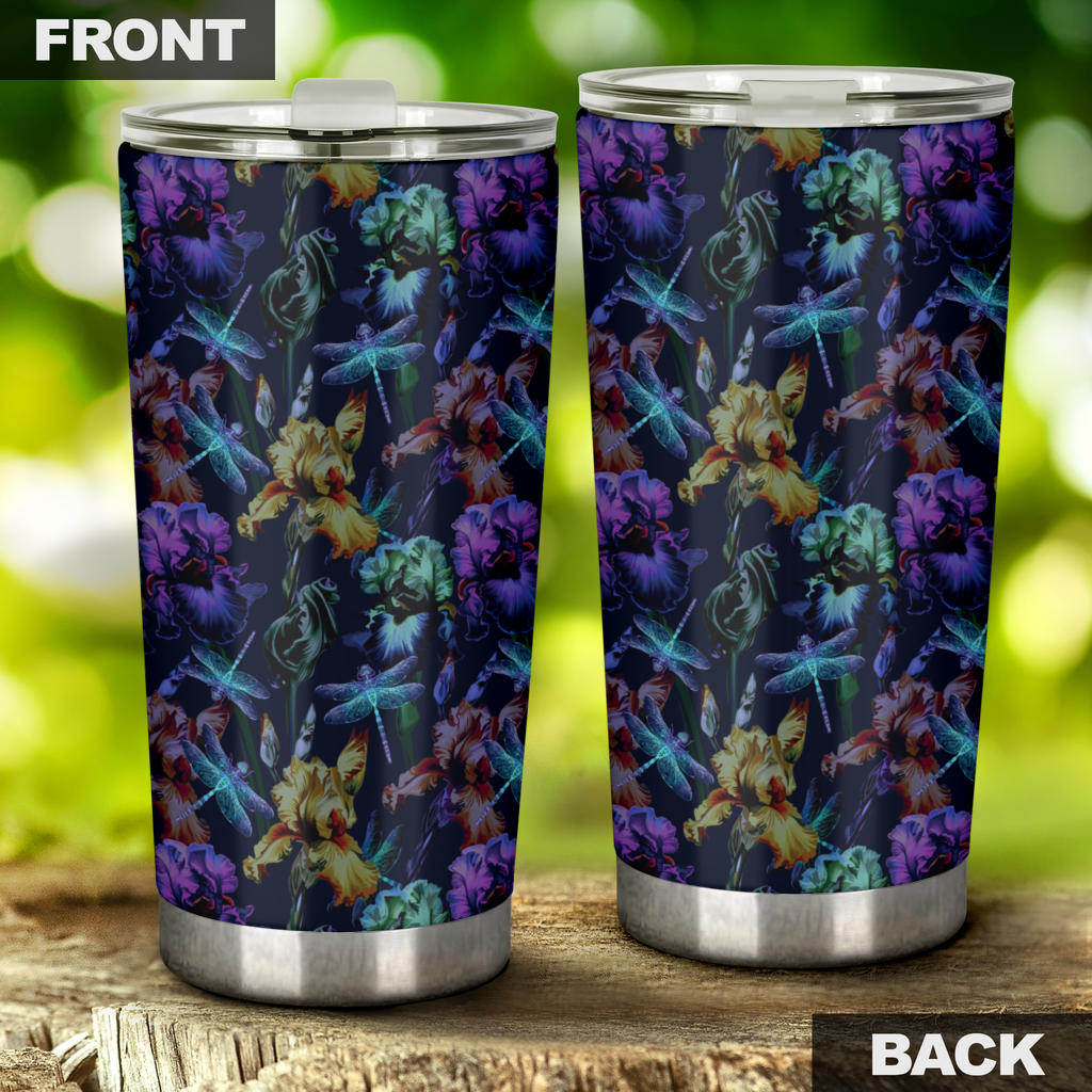 Dragonfly With Floral Print Pattern Tumbler