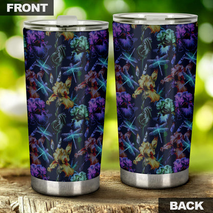 Dragonfly With Floral Print Pattern Tumbler