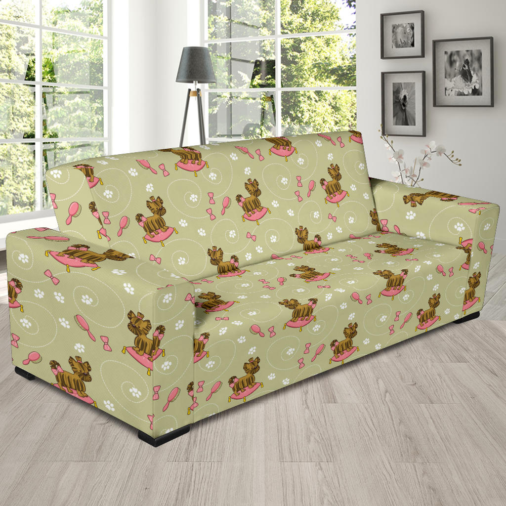 Yorkshire Cute Terriers Print Design LKS301 Sofa Slipcover