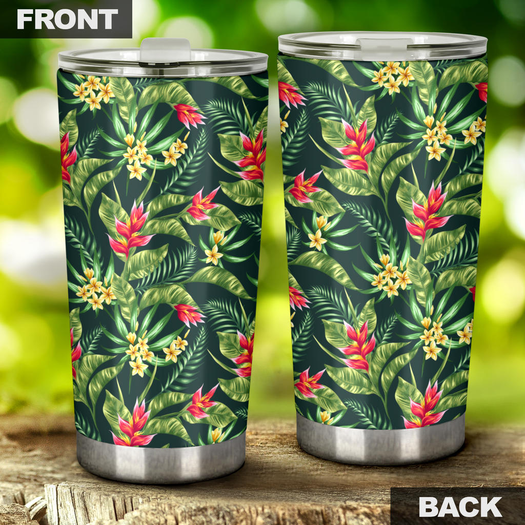 Tropical Folower Red Heliconia Print Tumbler