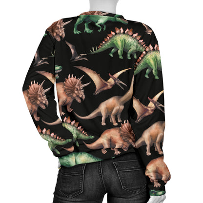 Dinosaur Print Pattern Women Long Sleeve Sweatshirt