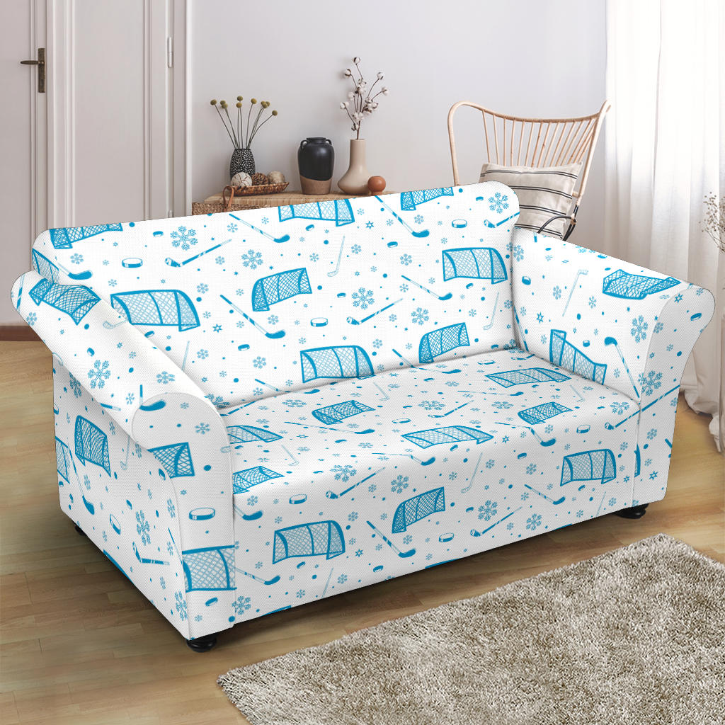 Hockey Print Design LKS303 Loveseat Couch Slipcover