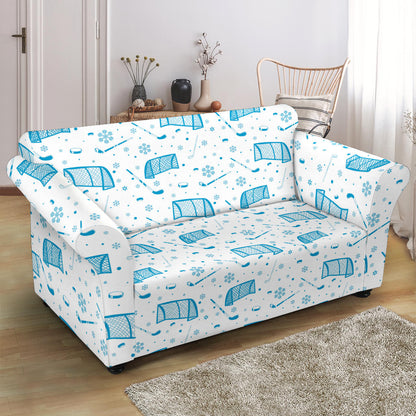Hockey Print Design LKS303 Loveseat Couch Slipcover
