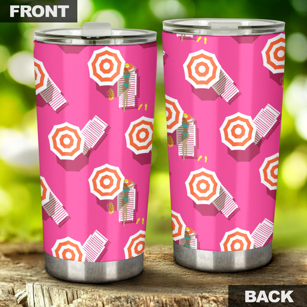 Beach Top View Umbrella Theme Tumbler