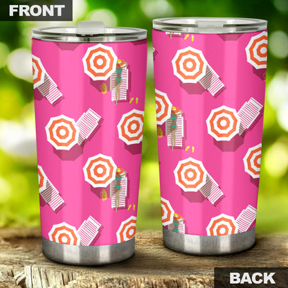 Beach Top View Umbrella Theme Tumbler