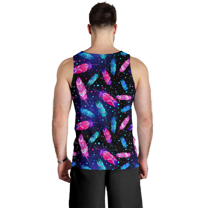Feather Colorful Boho Design Print Men Tank Top