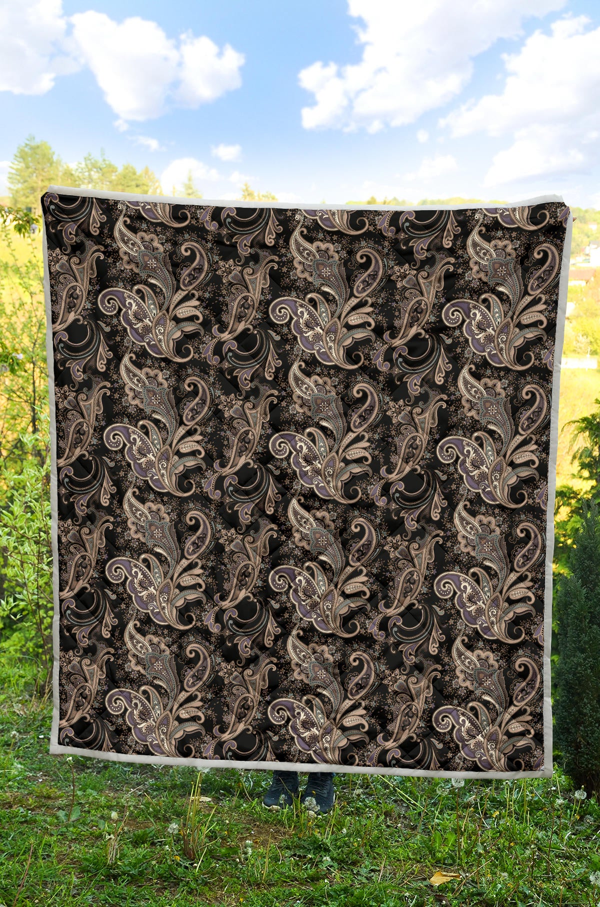 Paisley Mandala Design Print Quilt Bedspread