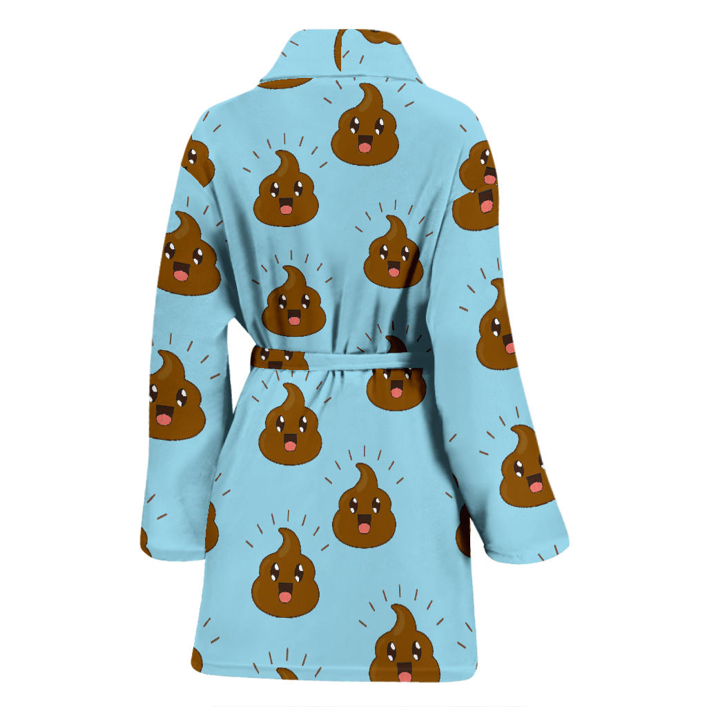 Poop Emoji Pattern Print Design A03 Women Bathrobe