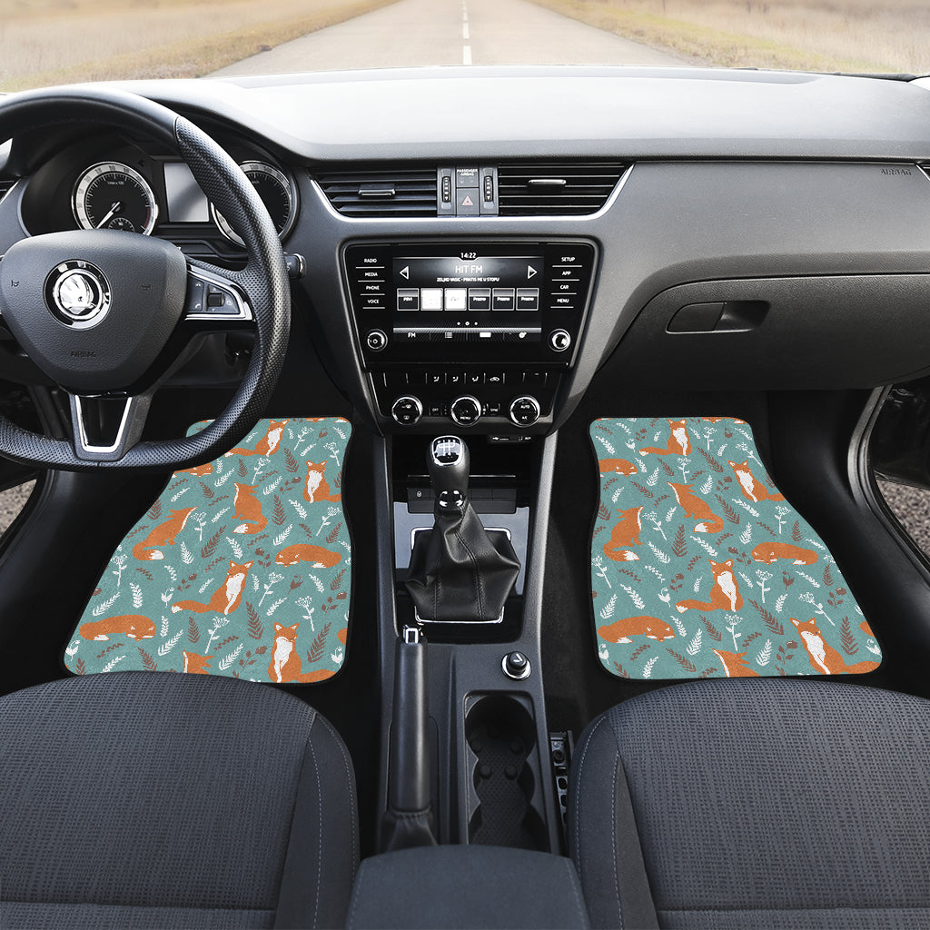 Fox Forest Print Pattern Car Floor Mats Front Back