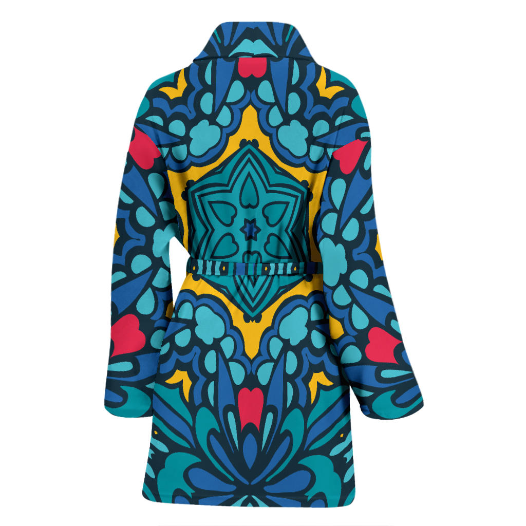Kaleidoscope Pattern Print Design 04 Women Bathrobe