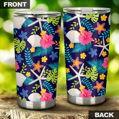 Beach Seashell Floral Theme Tumbler
