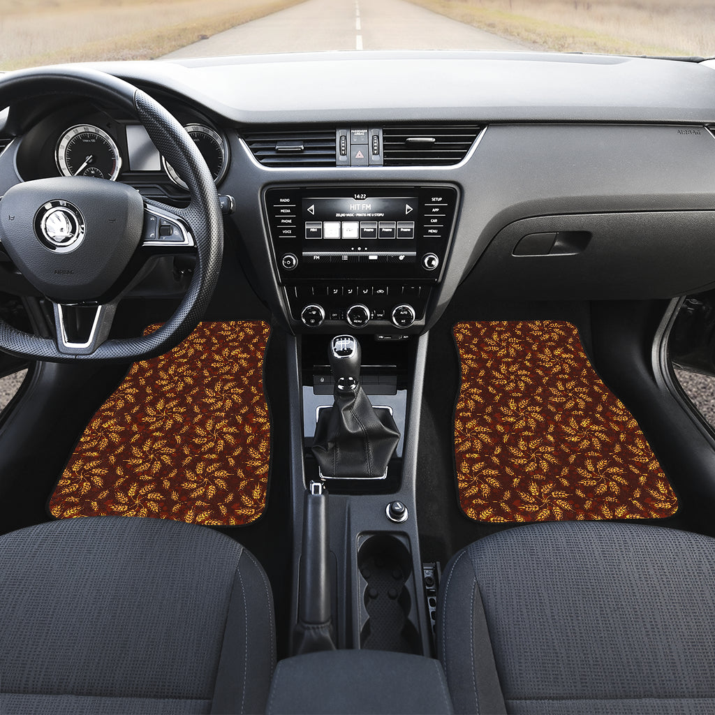 Agricultural Brown Wheat Print Pattern Car Floor Mats Front Back