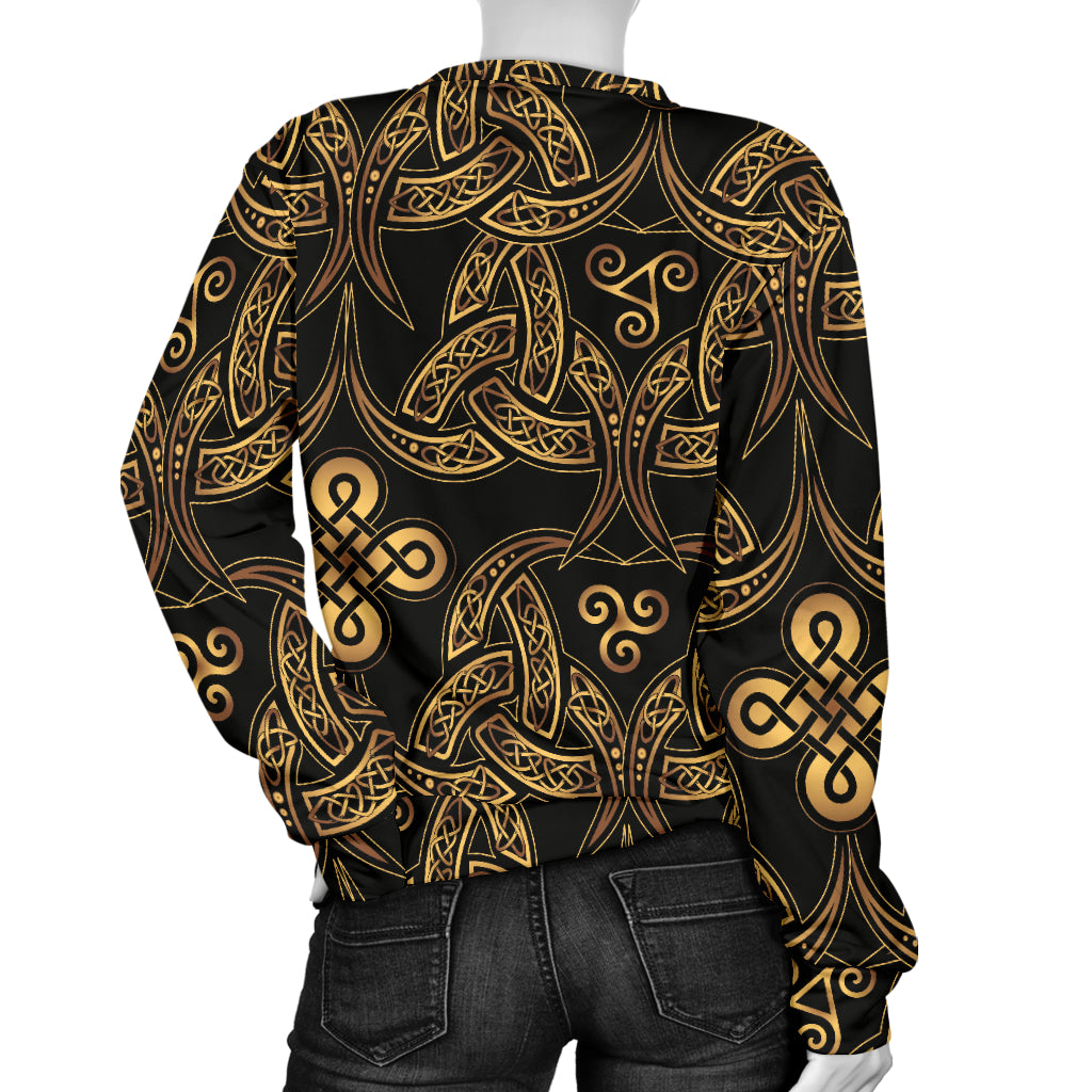Celtic Knot Gold Design Women Long Sleeve Sweatshirt