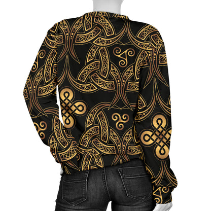 Celtic Knot Gold Design Women Long Sleeve Sweatshirt