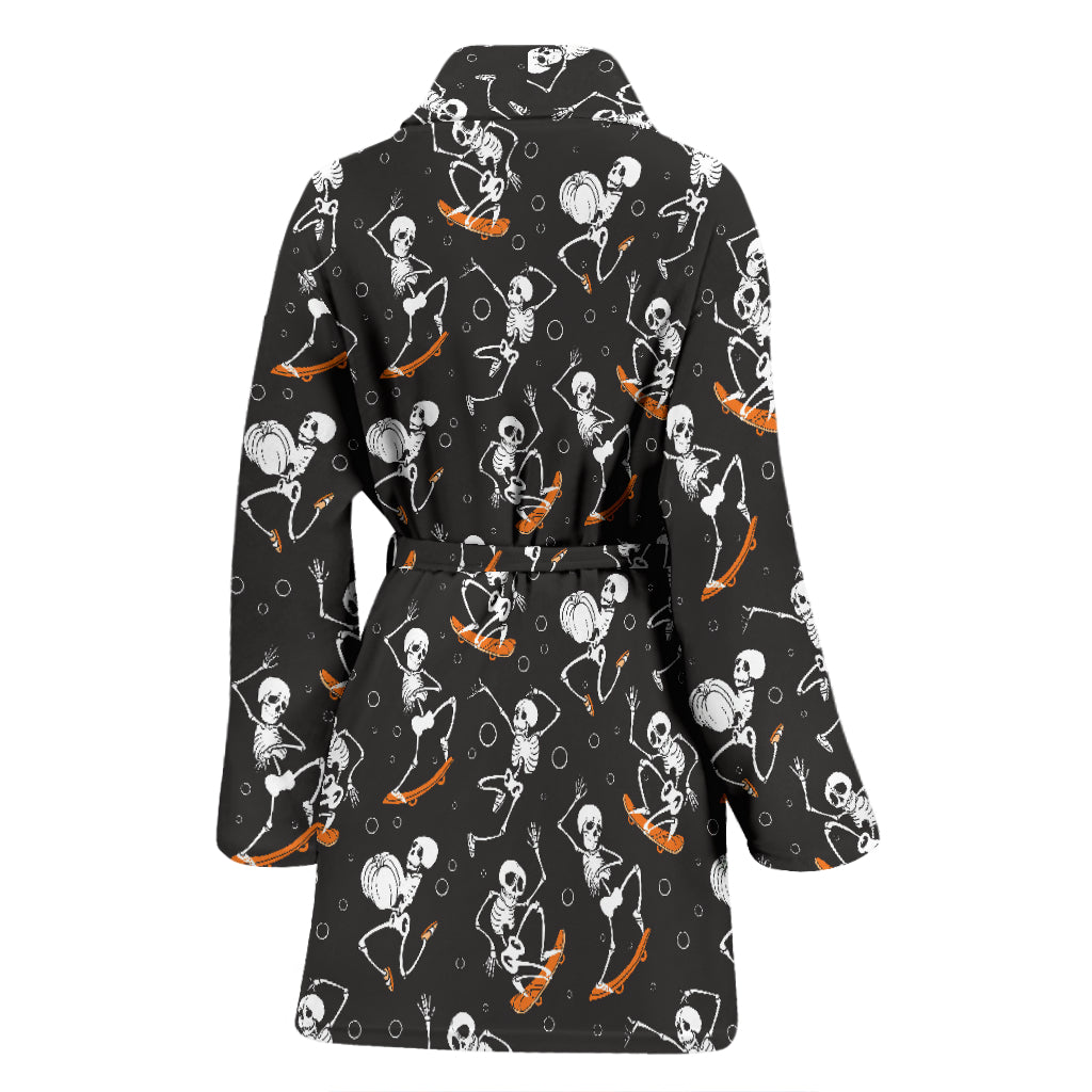 Skateboard With Skeleton Print Design LKS303 Women Bathrobe