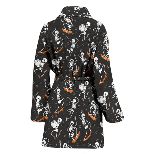 Skateboard With Skeleton Print Design LKS303 Women Bathrobe