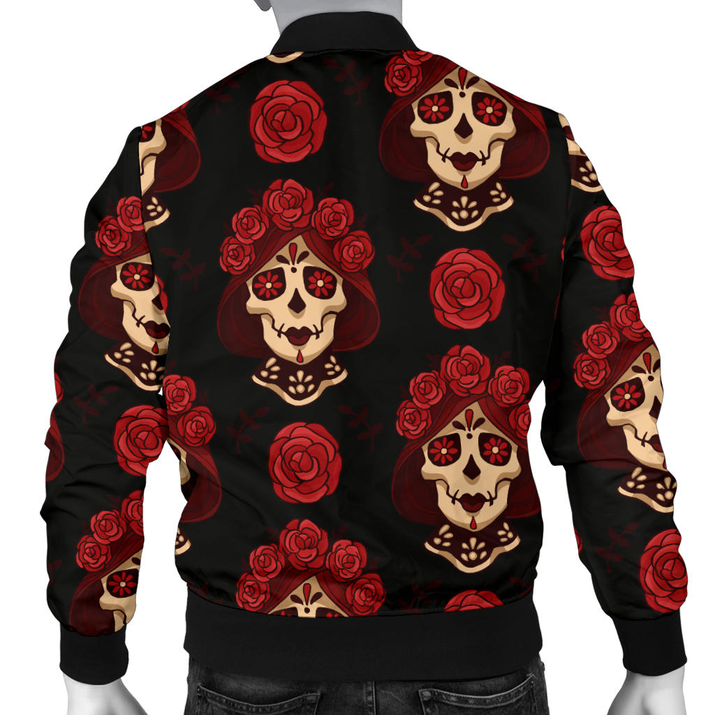 Day of the Dead Skull Girl Pattern Men Bomber Jacket