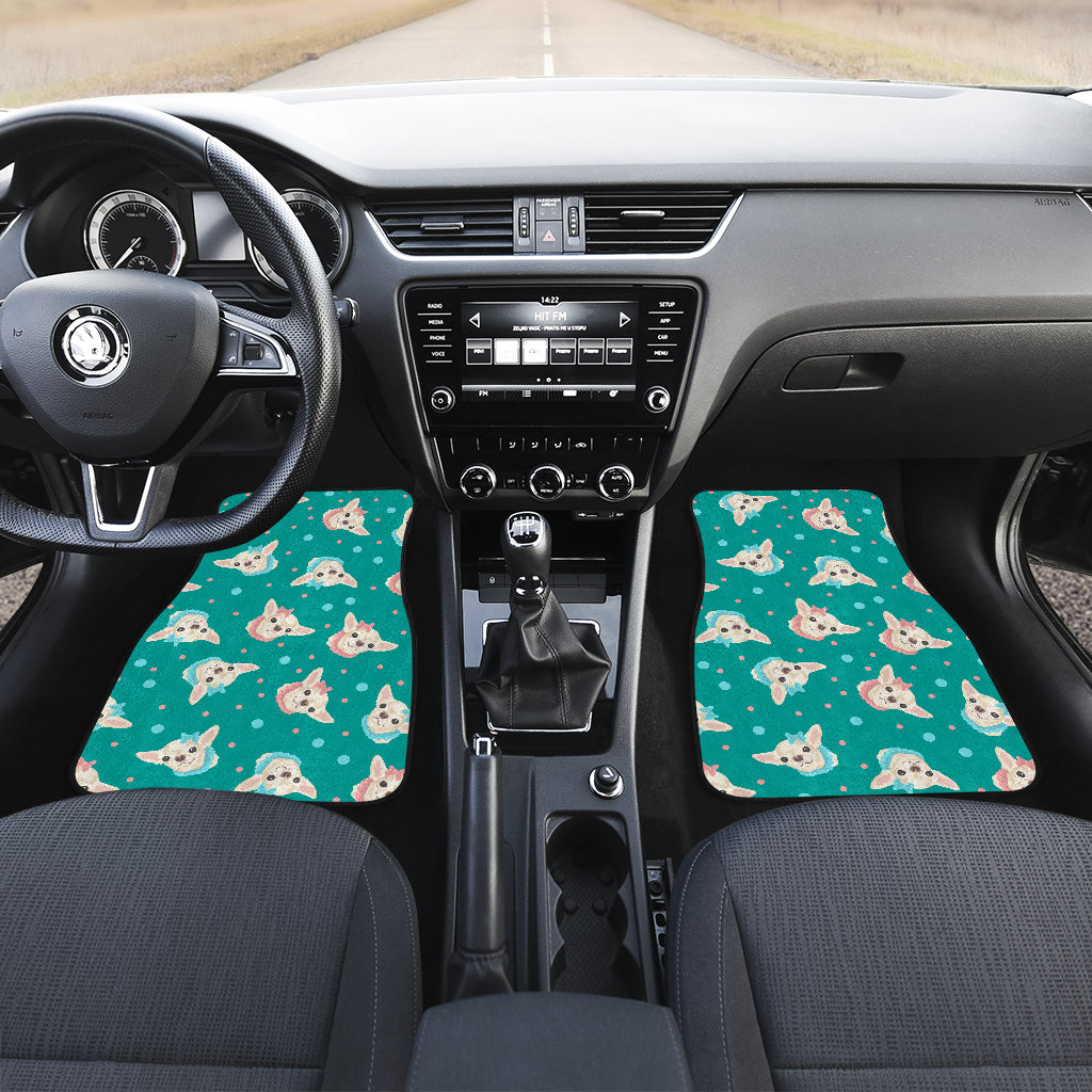Chihuahua Polka Dot Pattern Car Floor Mats Front Back