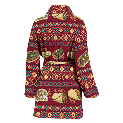 Burrito Taco Print Design LKS302 Women Bathrobe