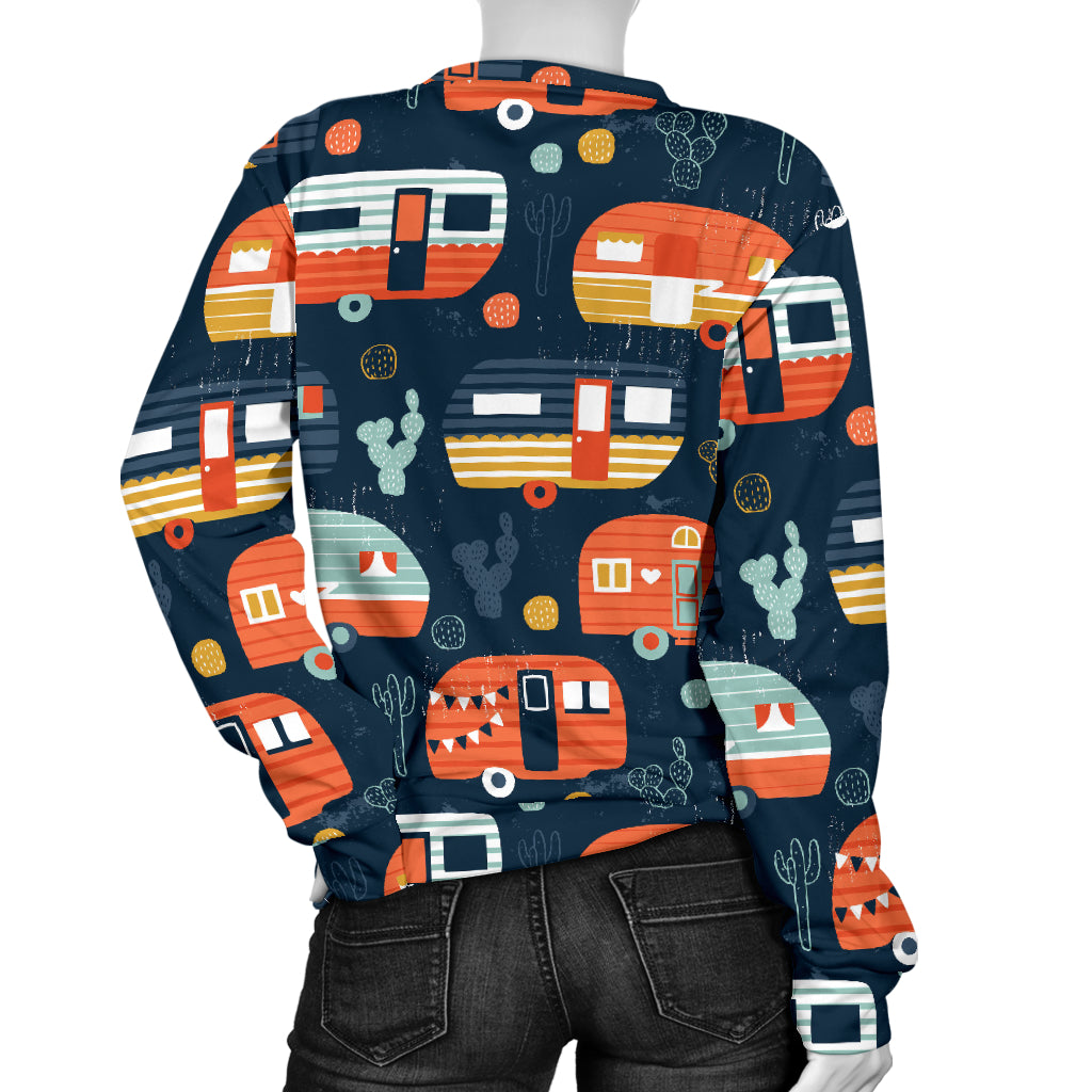 Camper Caravan Print Pattern Women Long Sleeve Sweatshirt