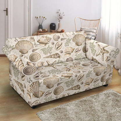 Seashell Print Design LKS304 Loveseat Couch Slipcover