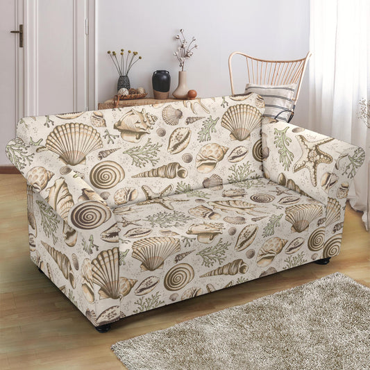 Seashell Print Design LKS304 Loveseat Couch Slipcover