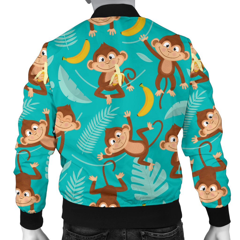 Monkey Happy Design Themed Print Men Bomber Jacket