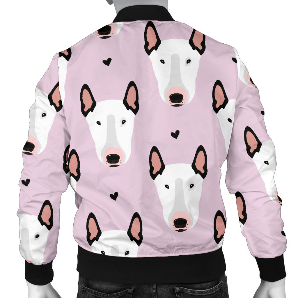 Bull Terrier Pink Print Pattern Men Bomber Jacket