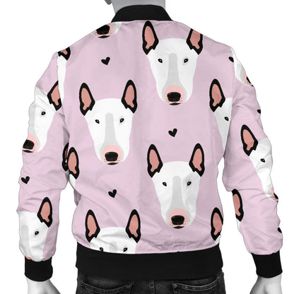 Bull Terrier Pink Print Pattern Men Bomber Jacket