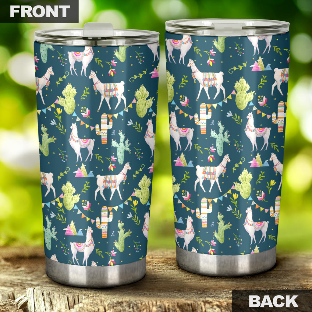 Llama with Cactus Design Print Tumbler