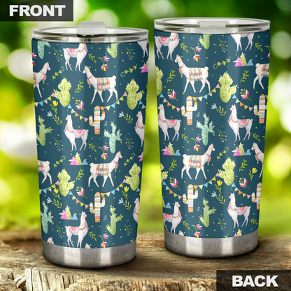 Llama with Cactus Design Print Tumbler