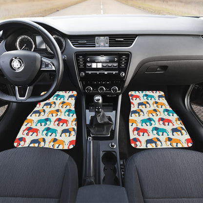 Elephant Colorful Print Pattern Car Floor Mats Front Back