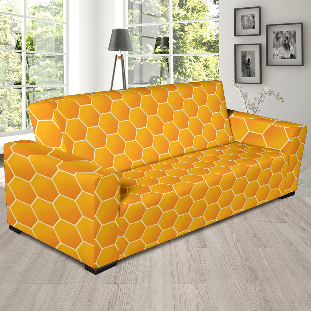 Honey Bee Honeycomb Print Design LKS3011 Sofa Slipcover