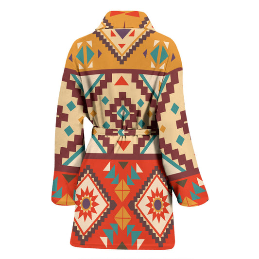 Navajo Pattern Print Design A01 Women Bathrobe