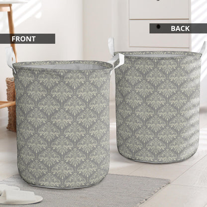Damask Grey Elegant Print Pattern Laundry Basket
