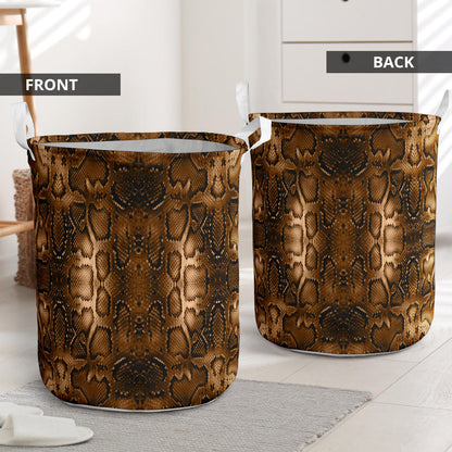Snake Skin Brown Print Laundry Basket