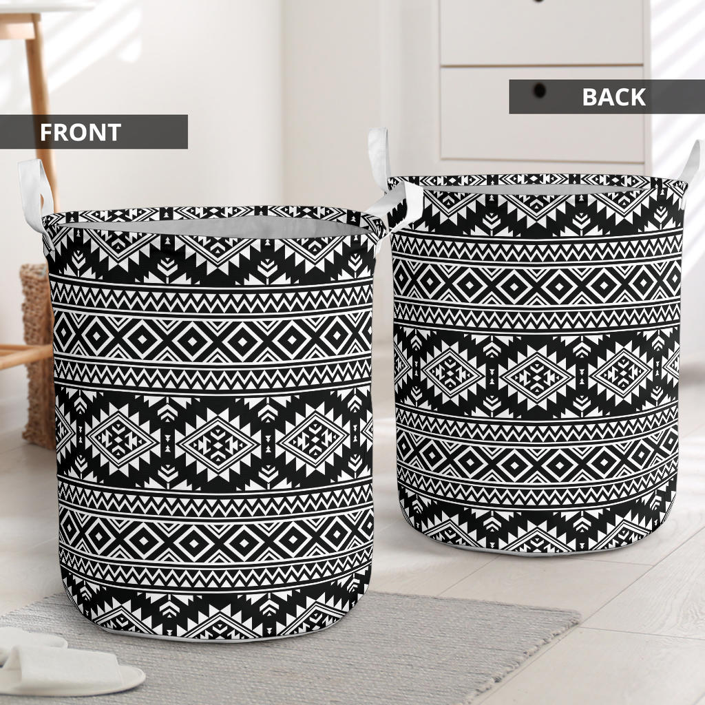 Aztec Black White Print Pattern Laundry Basket