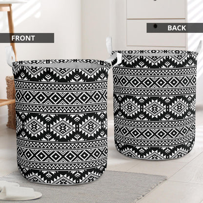 Aztec Black White Print Pattern Laundry Basket