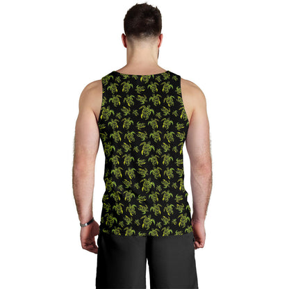 Green Tribal Turtle Polynesian Themed Men Tank Top