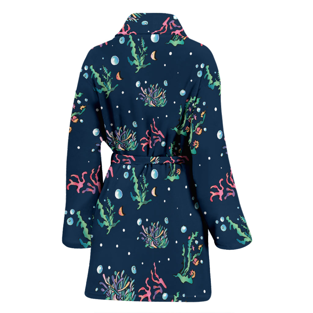 Seaweed Print Design LKS306 Women Bathrobe