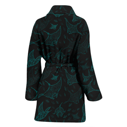 Manta Ray Print Design LKS402 Women Bathrobe
