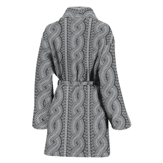 Cable Knit Pattern Print Design 01 Women Bathrobe