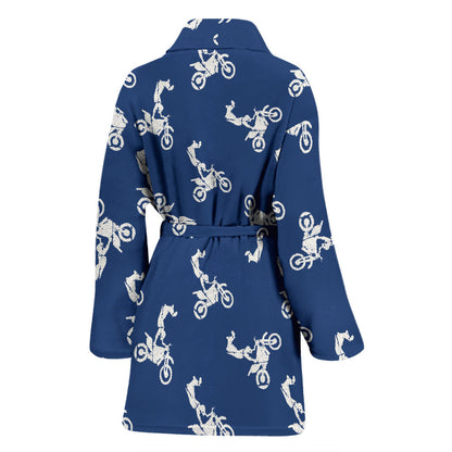 Motocross Pattern Print Design 01 Women Bathrobe