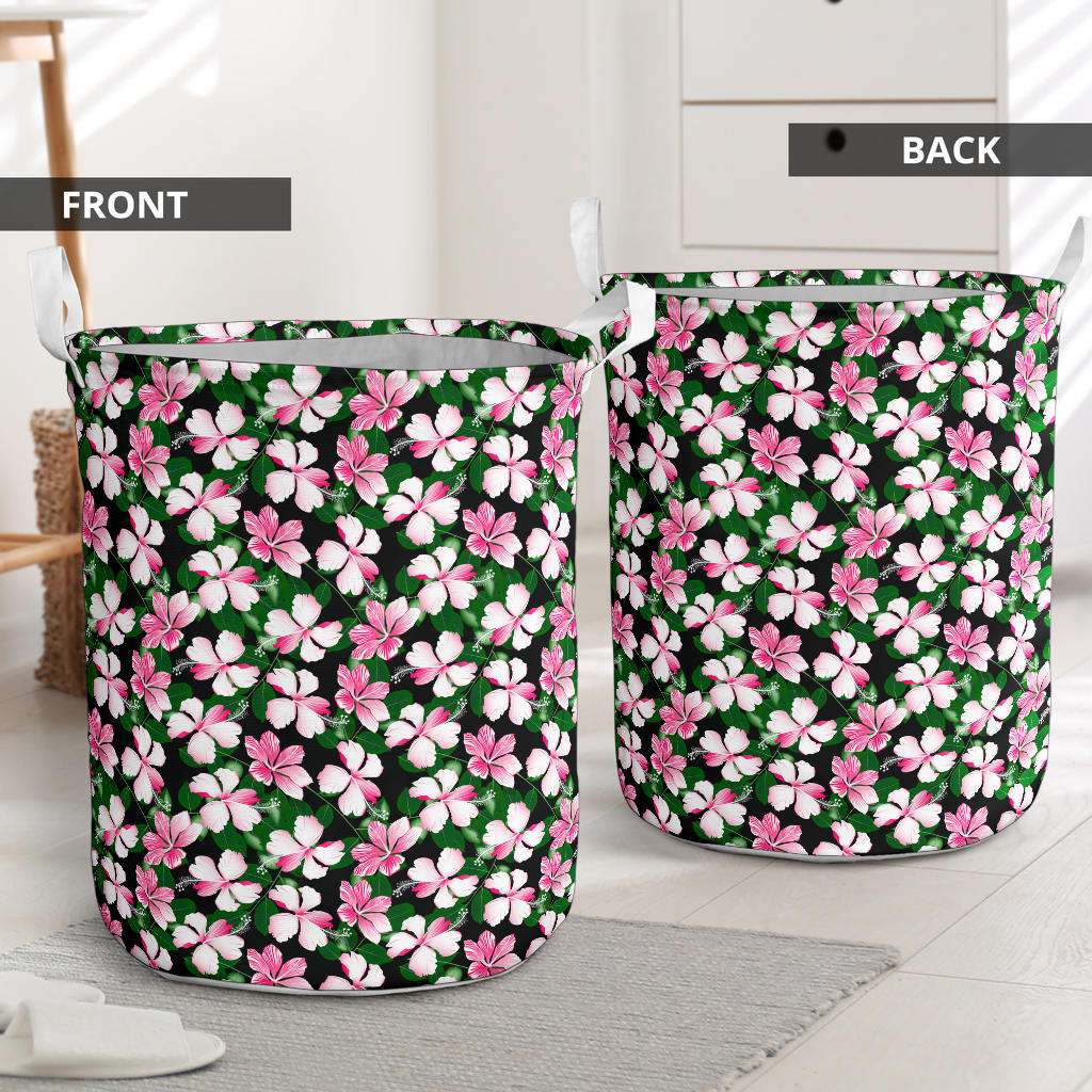 Hibiscus Pink Flower Hawaiian Print Laundry Basket