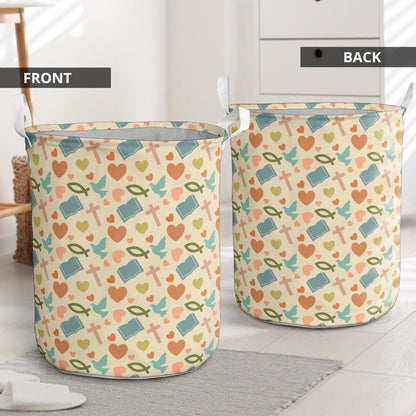 Christian Symbol Pattern Laundry Basket