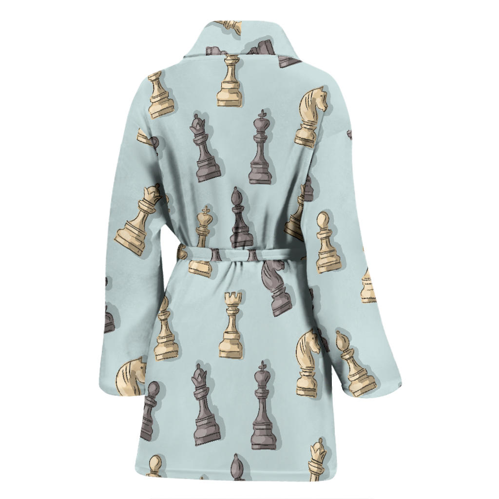 Chess Pattern Print Design 02 Women Bathrobe